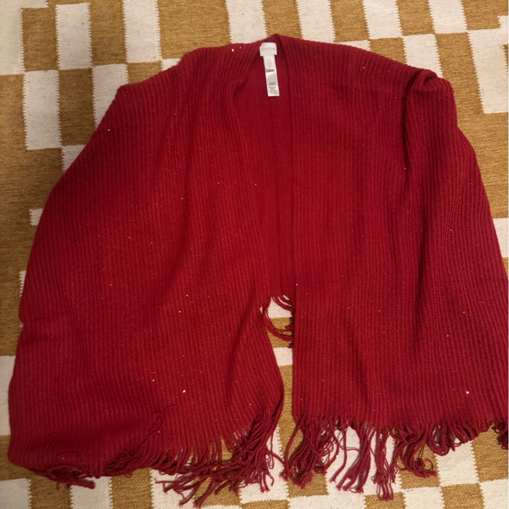 Glittery Red Chico’s Poncho OS